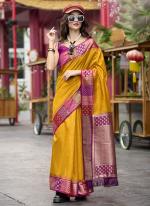 Pure Banarasi Silk Mustard Festival Wear Weaving Saree